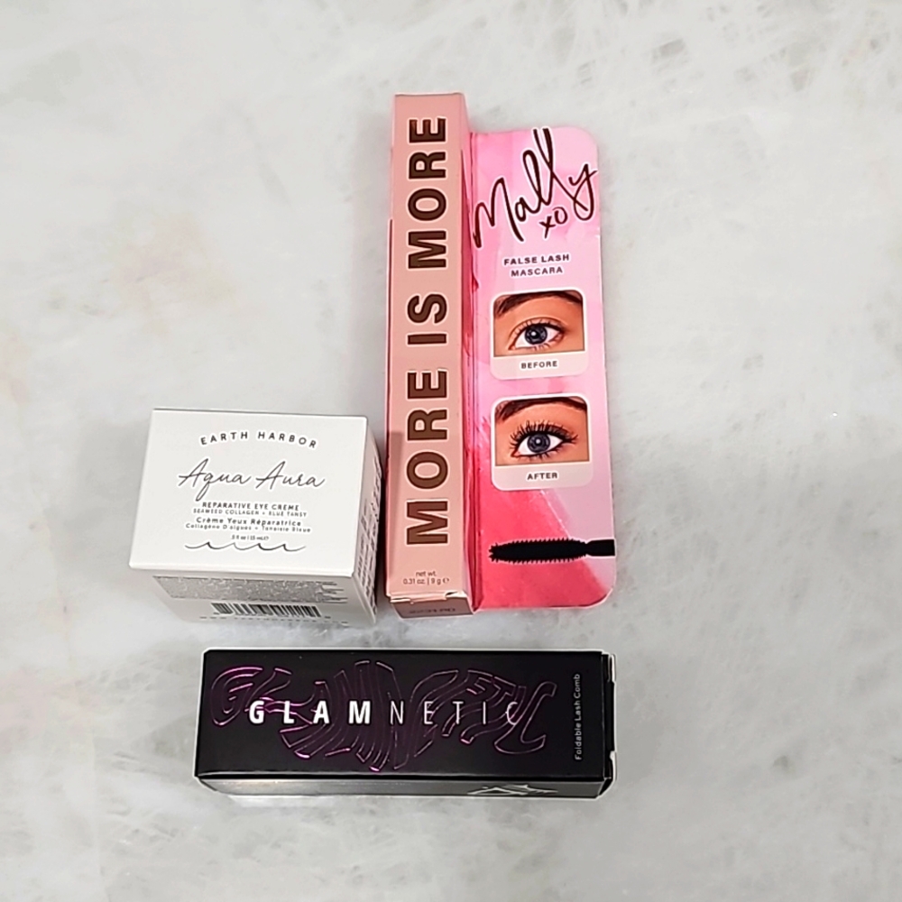 Glam Eye: Earth Harbor   Aqua Aura, Mally xo Mascara, Glamnetic Eyelash Clurer